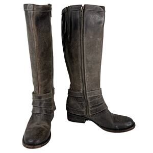 Freebird By Steven Irish Tall Leather Riding Boots Triple Buckle Strap 6 Brown